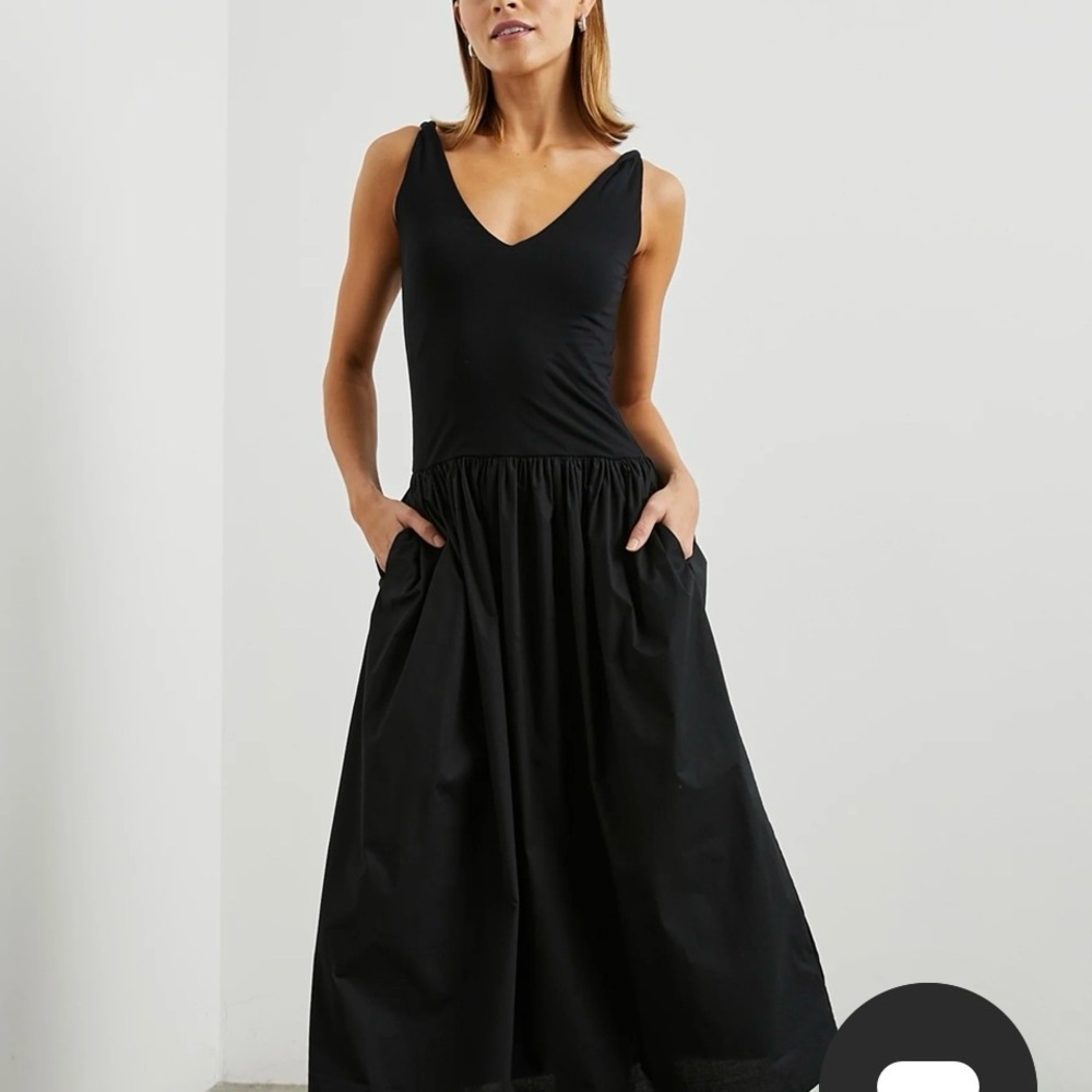Rails Black Sleeveless V-Neck Midi Dress Size L. New No Tag